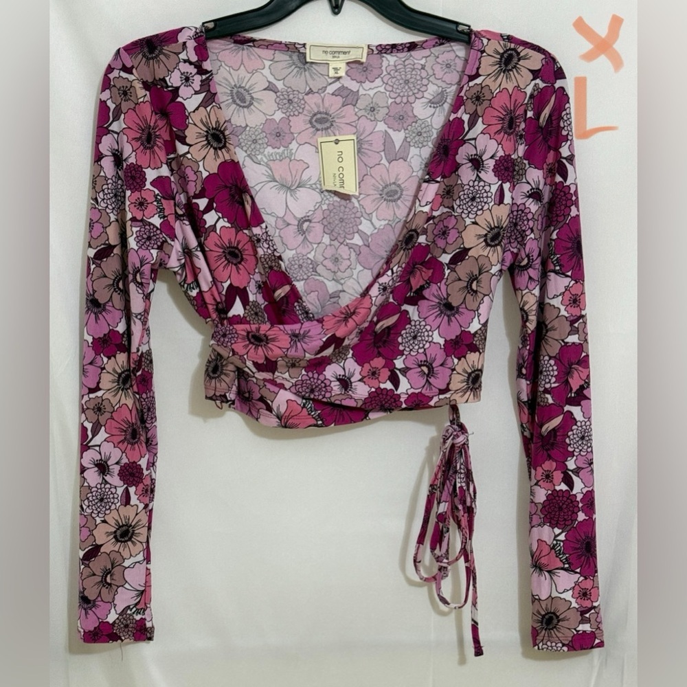 Floral Wrap Top - Pink and Brown